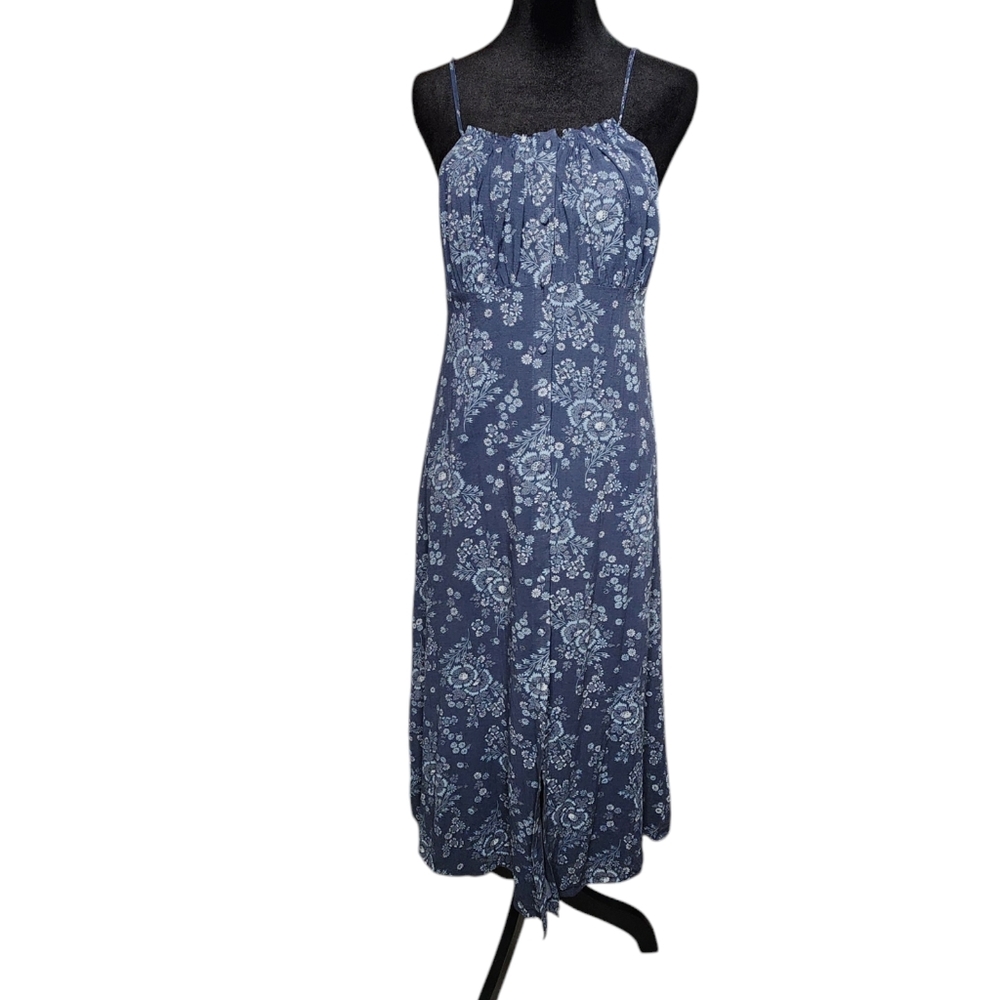 Madewell Midi Dress Womens 8 Tie Back Button Front Archival Floral Fully Lined